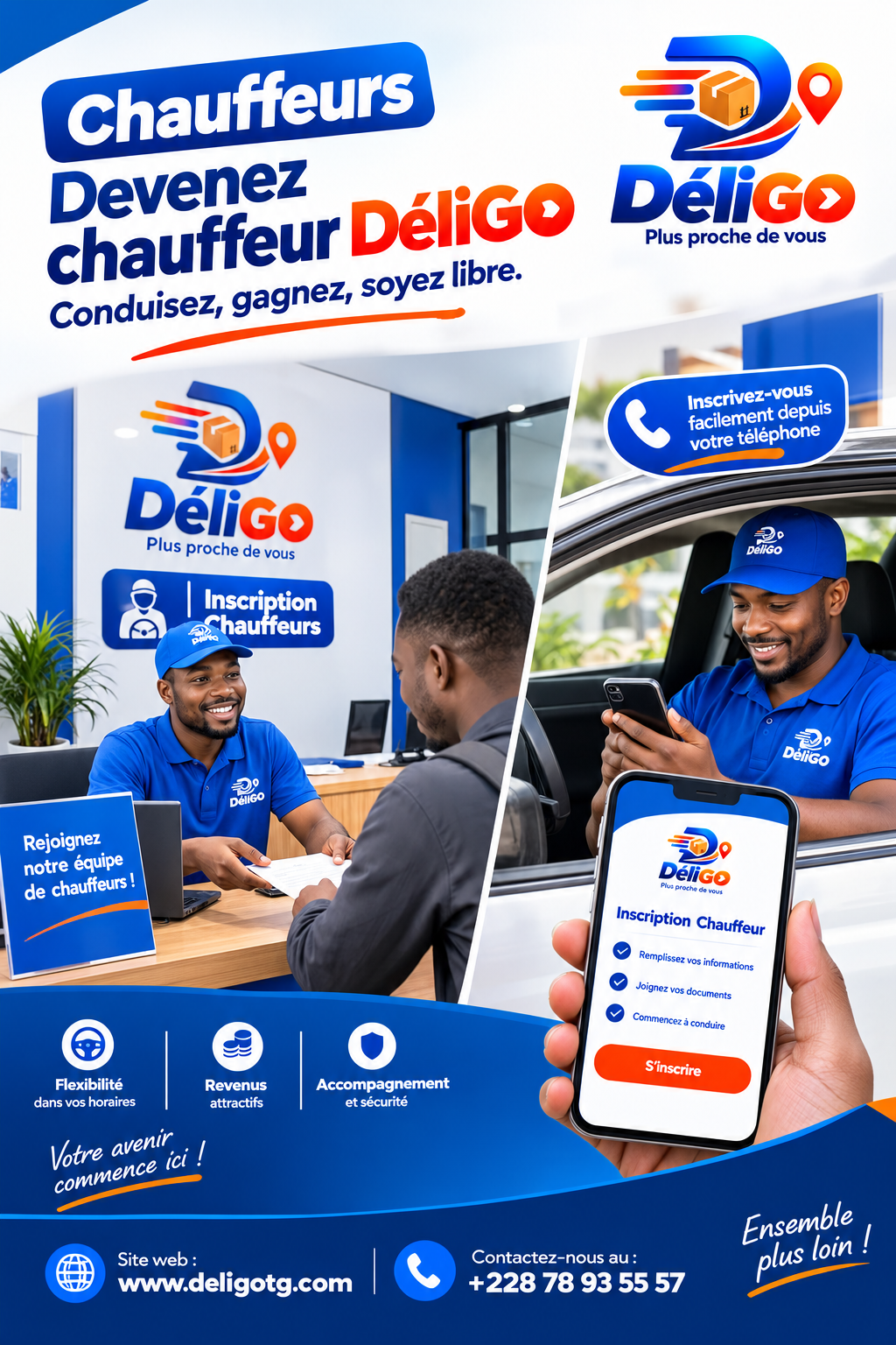 Devenez chauffeur DéliGo ! Conduisez, gagnez, soyez libre.
