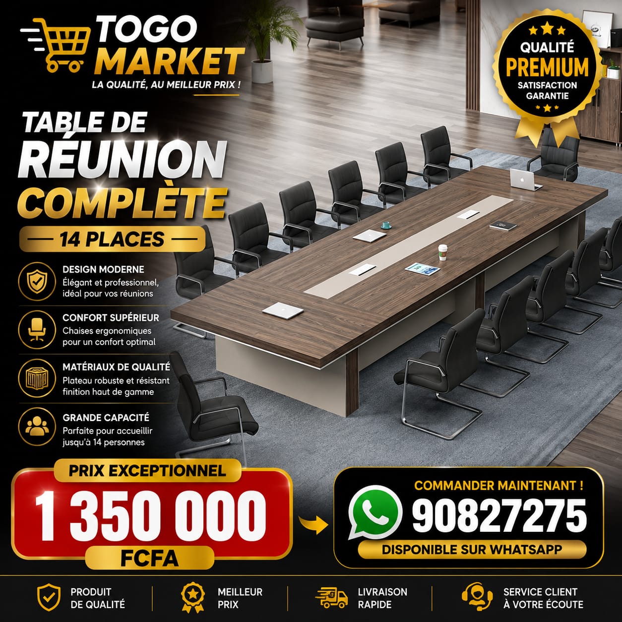 Table de Réunion Complet 14 Places